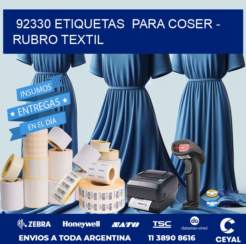 92330 ETIQUETAS  PARA COSER - RUBRO TEXTIL