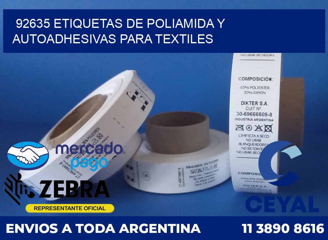 92635 ETIQUETAS DE POLIAMIDA Y AUTOADHESIVAS PARA TEXTILES