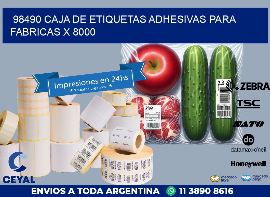 98490 CAJA DE ETIQUETAS ADHESIVAS PARA FABRICAS X 8000