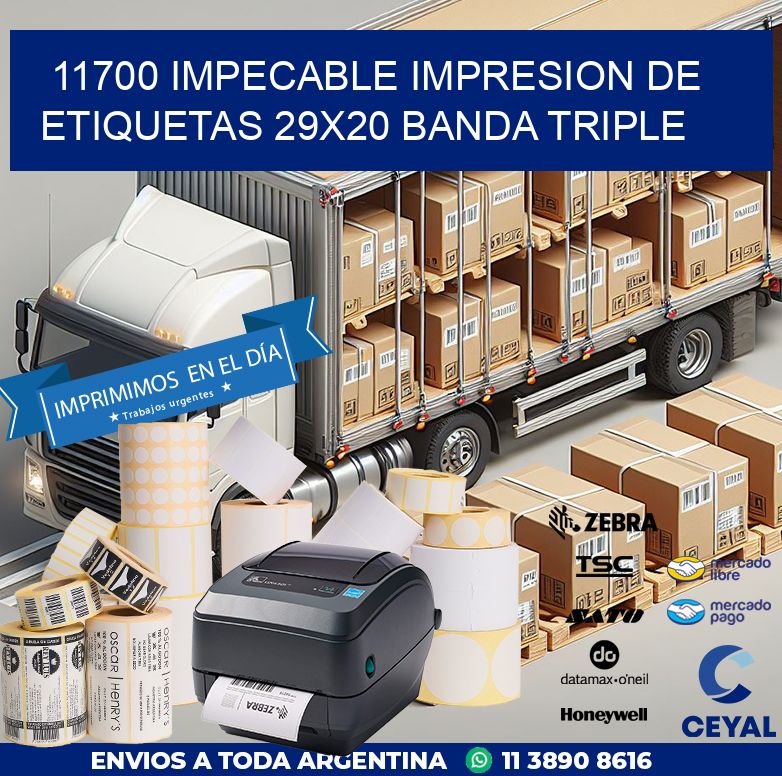 11700 IMPECABLE IMPRESION DE ETIQUETAS 29X20 BANDA TRIPLE