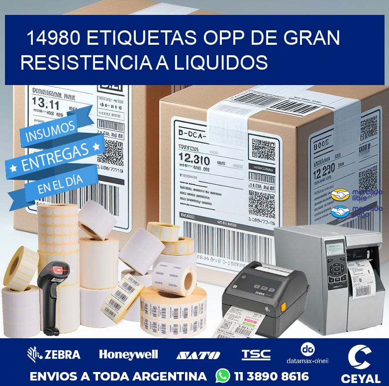 14980 ETIQUETAS OPP DE GRAN RESISTENCIA A LIQUIDOS
