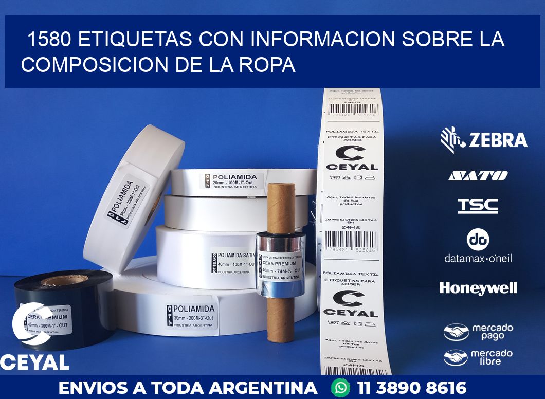 1580 ETIQUETAS CON INFORMACION SOBRE LA COMPOSICION DE LA ROPA