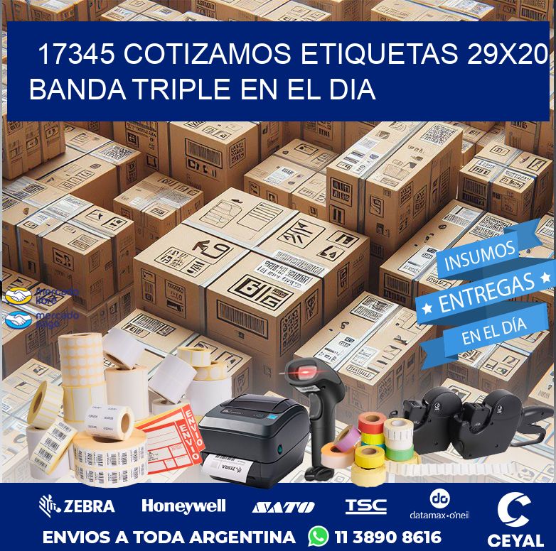 17345 COTIZAMOS ETIQUETAS 29X20 BANDA TRIPLE EN EL DIA