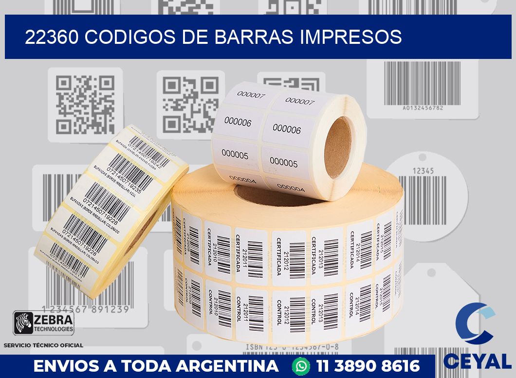 22360 codigos de barras impresos