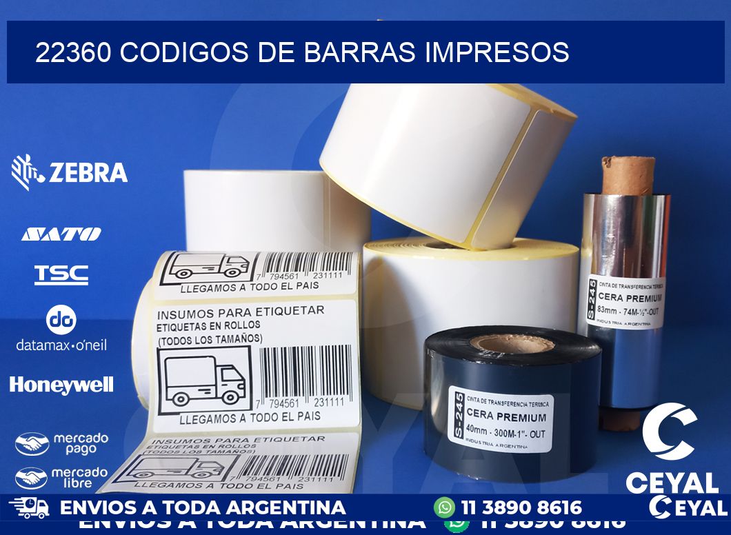 22360 codigos de barras impresos