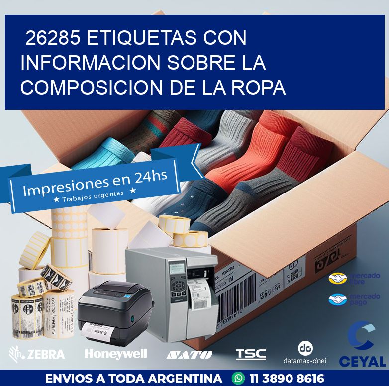 26285 ETIQUETAS CON INFORMACION SOBRE LA COMPOSICION DE LA ROPA