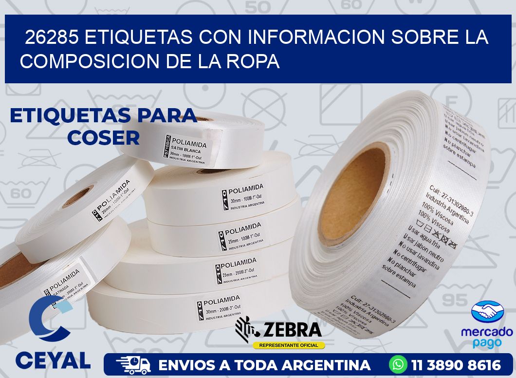 26285 ETIQUETAS CON INFORMACION SOBRE LA COMPOSICION DE LA ROPA