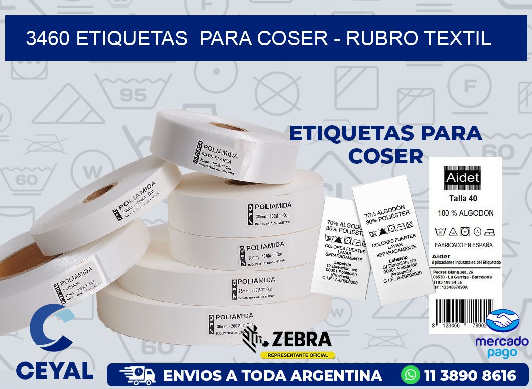 3460 ETIQUETAS  PARA COSER - RUBRO TEXTIL