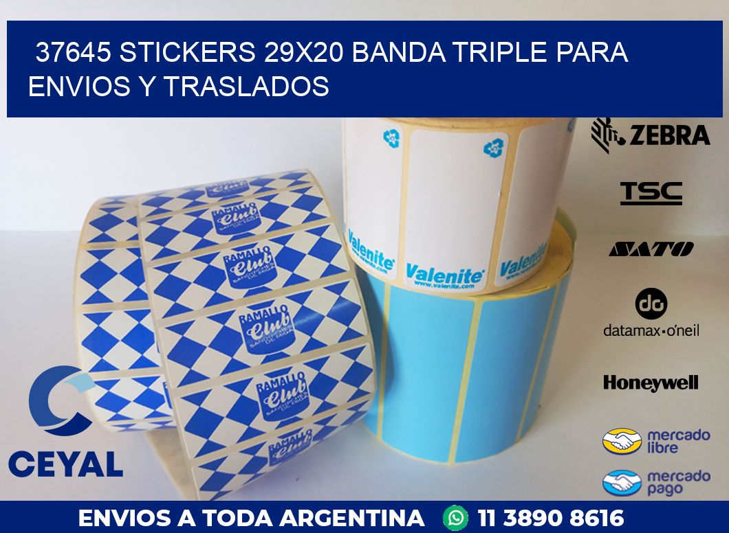 37645 STICKERS 29X20 BANDA TRIPLE PARA ENVIOS Y TRASLADOS
