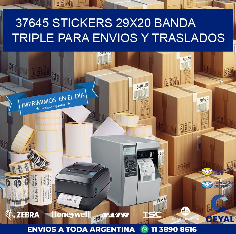 37645 STICKERS 29X20 BANDA TRIPLE PARA ENVIOS Y TRASLADOS