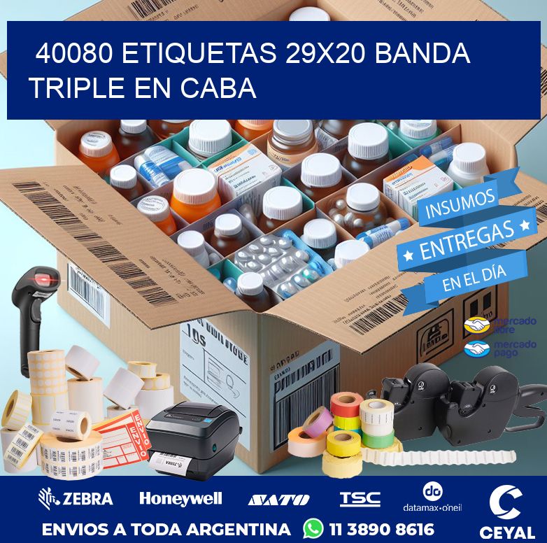40080 ETIQUETAS 29X20 BANDA TRIPLE EN CABA