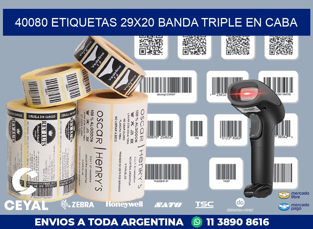 40080 ETIQUETAS 29X20 BANDA TRIPLE EN CABA