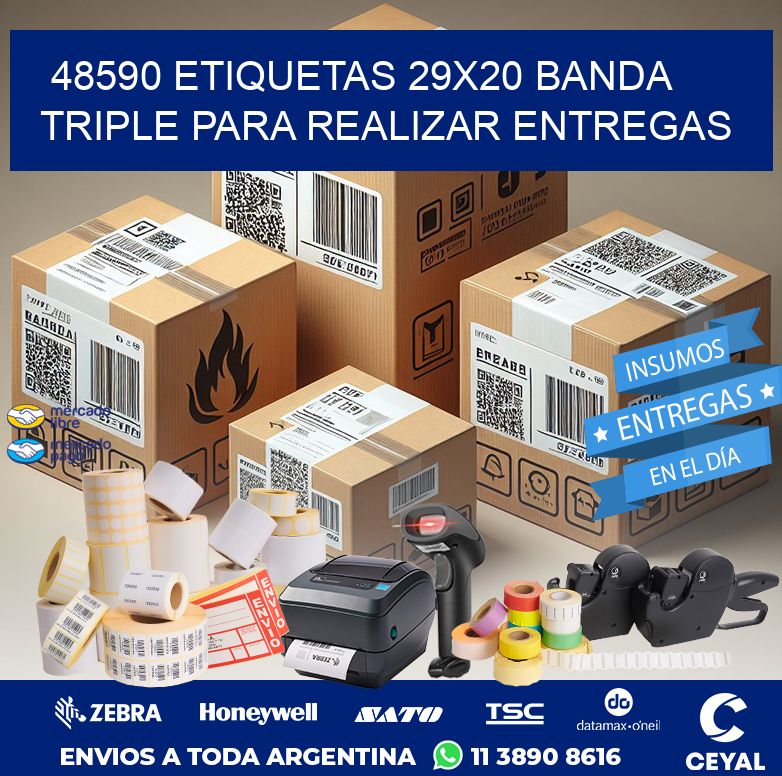 48590 ETIQUETAS 29X20 BANDA TRIPLE PARA REALIZAR ENTREGAS