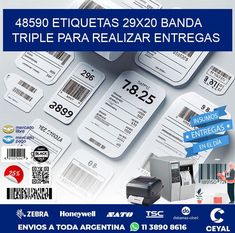 48590 ETIQUETAS 29X20 BANDA TRIPLE PARA REALIZAR ENTREGAS