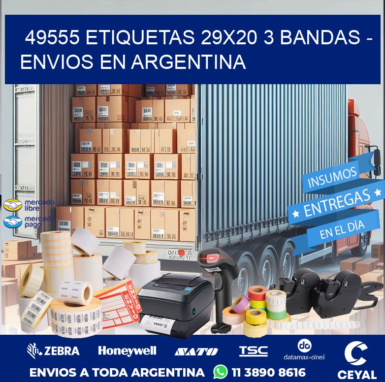 49555 ETIQUETAS 29X20 3 BANDAS - ENVIOS EN ARGENTINA