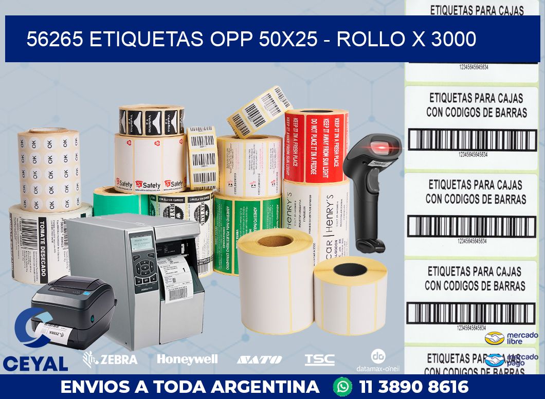 56265 ETIQUETAS OPP 50X25 – ROLLO X 3000