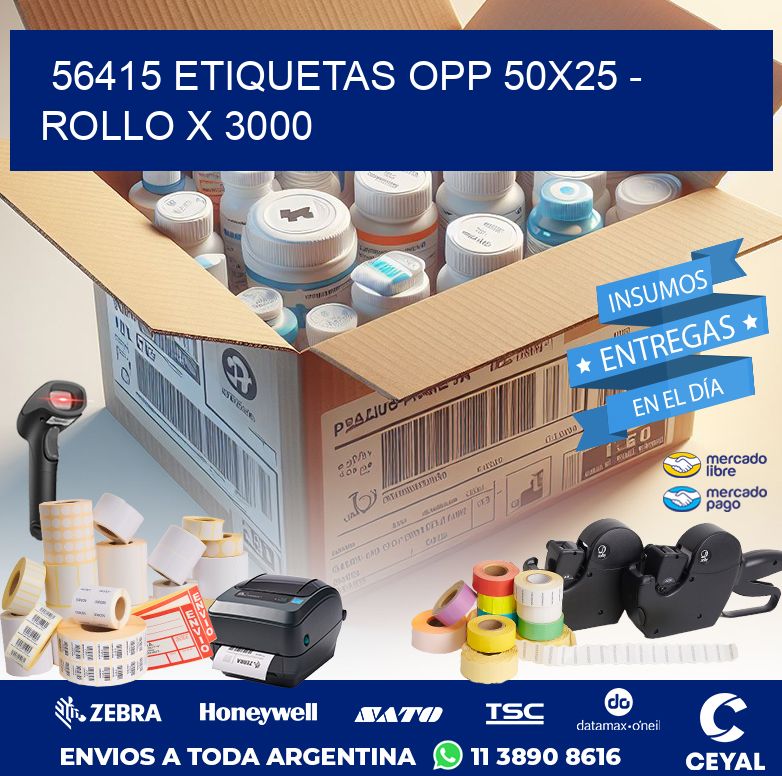 56415 ETIQUETAS OPP 50X25 - ROLLO X 3000