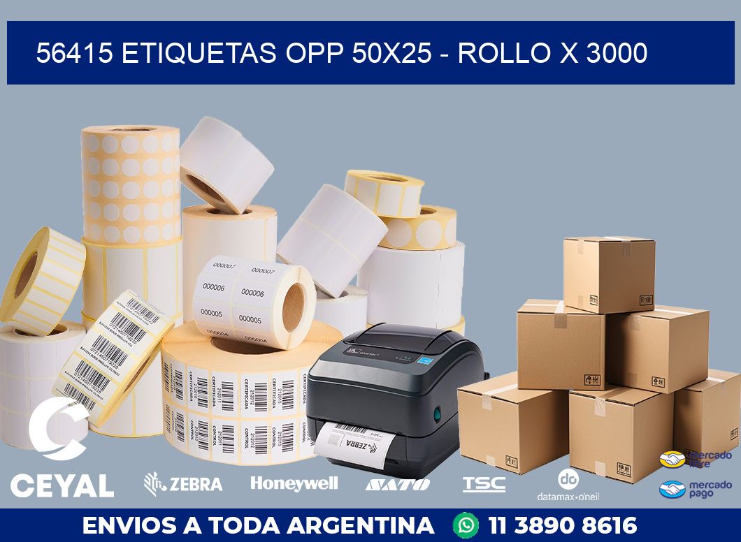 56415 ETIQUETAS OPP 50X25 - ROLLO X 3000