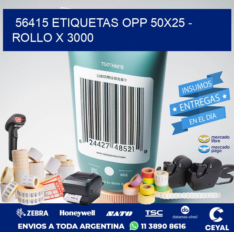 56415 ETIQUETAS OPP 50X25 - ROLLO X 3000
