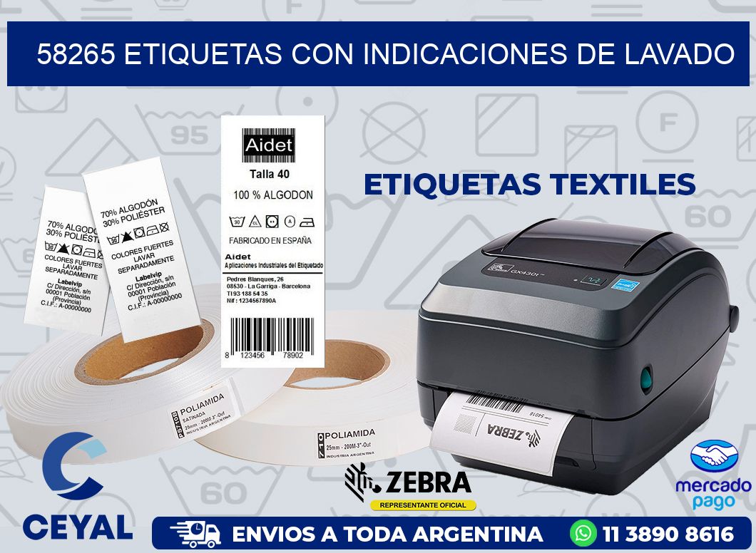 58265 ETIQUETAS CON INDICACIONES DE LAVADO