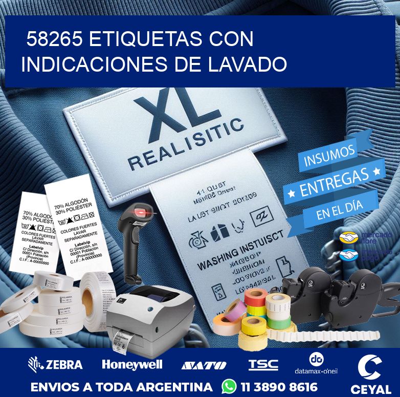 58265 ETIQUETAS CON INDICACIONES DE LAVADO