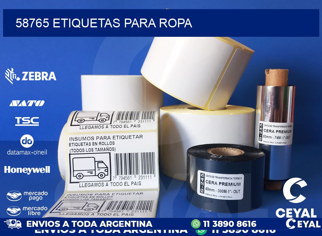 58765 etiquetas para ropa