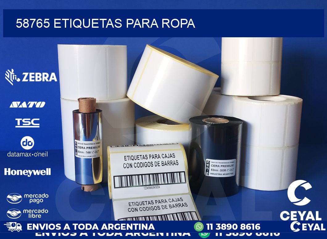 58765 etiquetas para ropa
