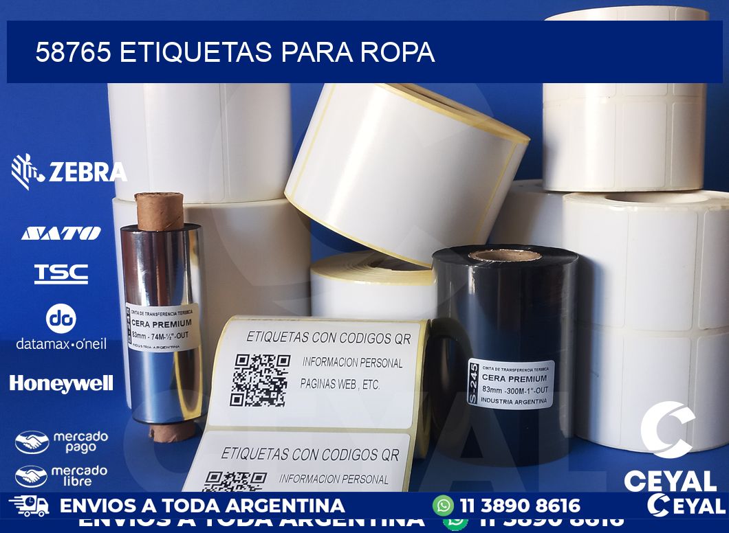 58765 etiquetas para ropa