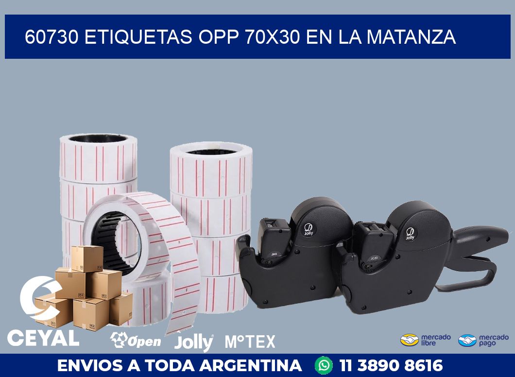 60730 ETIQUETAS OPP 70X30 EN LA MATANZA
