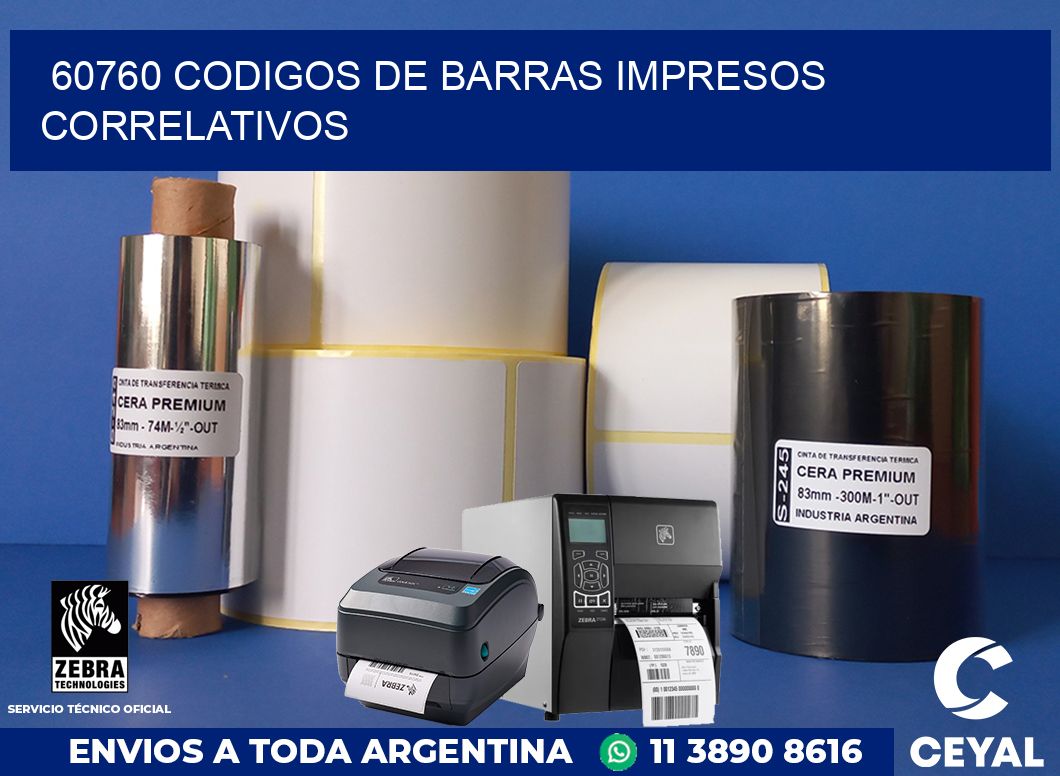60760 codigos de barras impresos correlativos