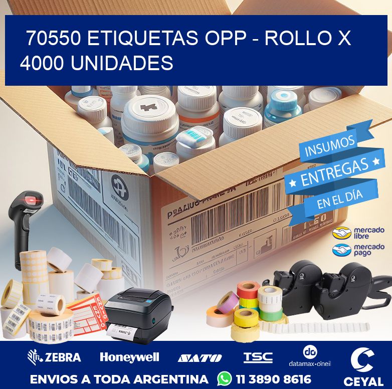 70550 ETIQUETAS OPP - ROLLO X 4000 UNIDADES