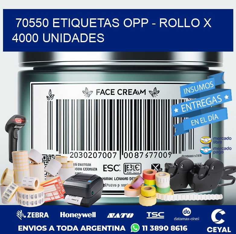 70550 ETIQUETAS OPP - ROLLO X 4000 UNIDADES