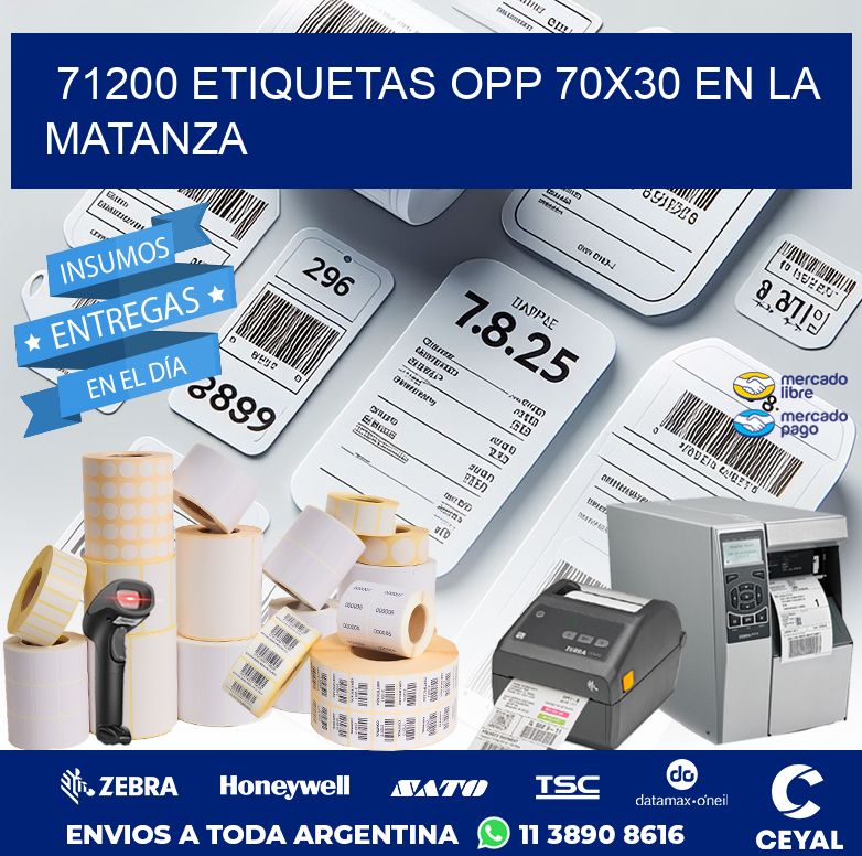71200 ETIQUETAS OPP 70X30 EN LA MATANZA