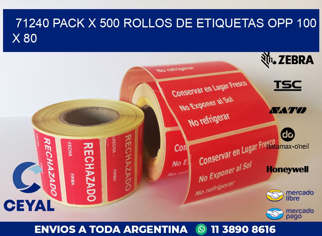 71240 PACK X 500 ROLLOS DE ETIQUETAS OPP 100 X 80