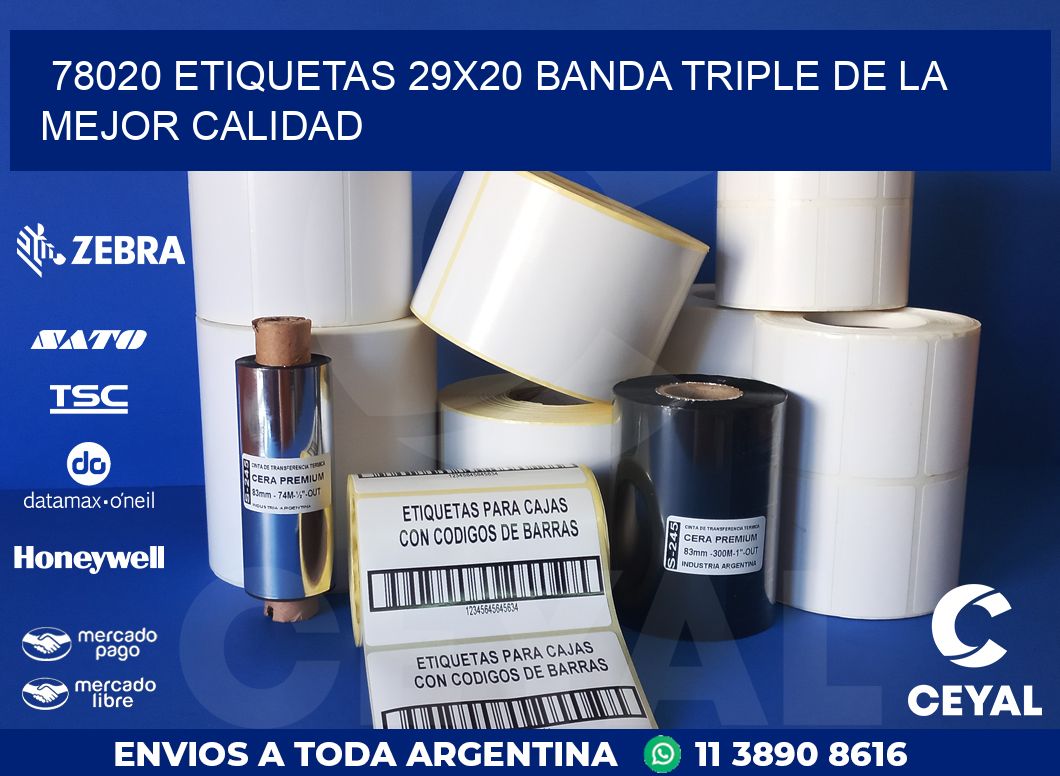 78020 ETIQUETAS 29X20 BANDA TRIPLE DE LA MEJOR CALIDAD
