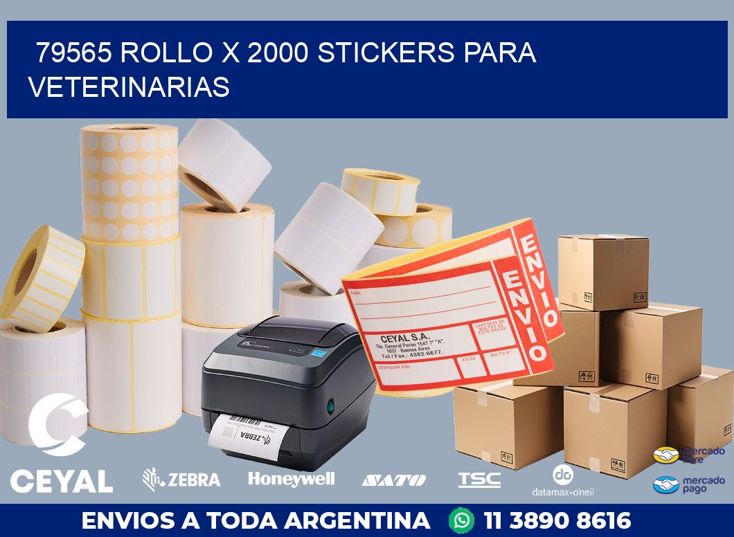 79565 ROLLO X 2000 STICKERS PARA VETERINARIAS