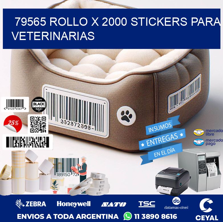 79565 ROLLO X 2000 STICKERS PARA VETERINARIAS
