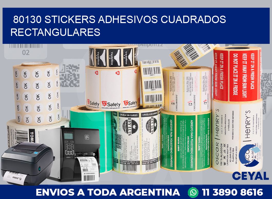 80130 stickers adhesivos cuadrados rectangulares