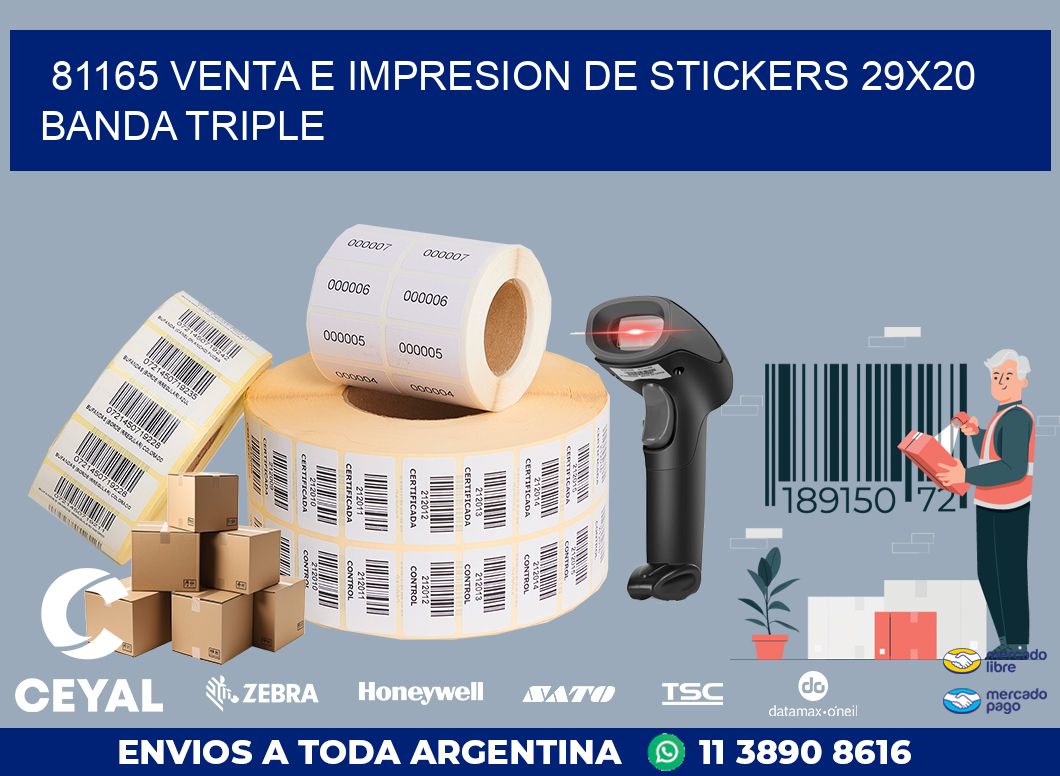 81165 VENTA E IMPRESION DE STICKERS 29X20 BANDA TRIPLE
