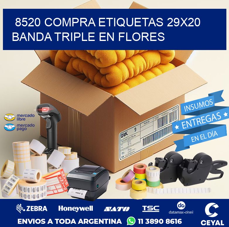 8520 COMPRA ETIQUETAS 29X20 BANDA TRIPLE EN FLORES