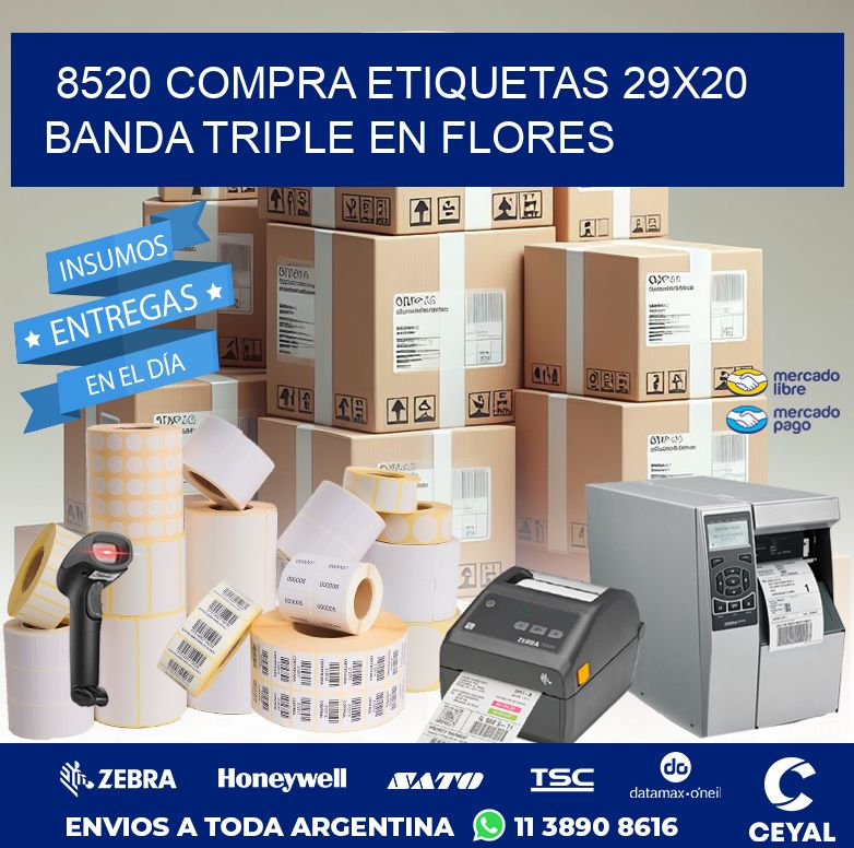8520 COMPRA ETIQUETAS 29X20 BANDA TRIPLE EN FLORES