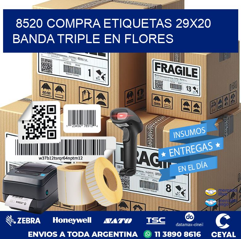 8520 COMPRA ETIQUETAS 29X20 BANDA TRIPLE EN FLORES
