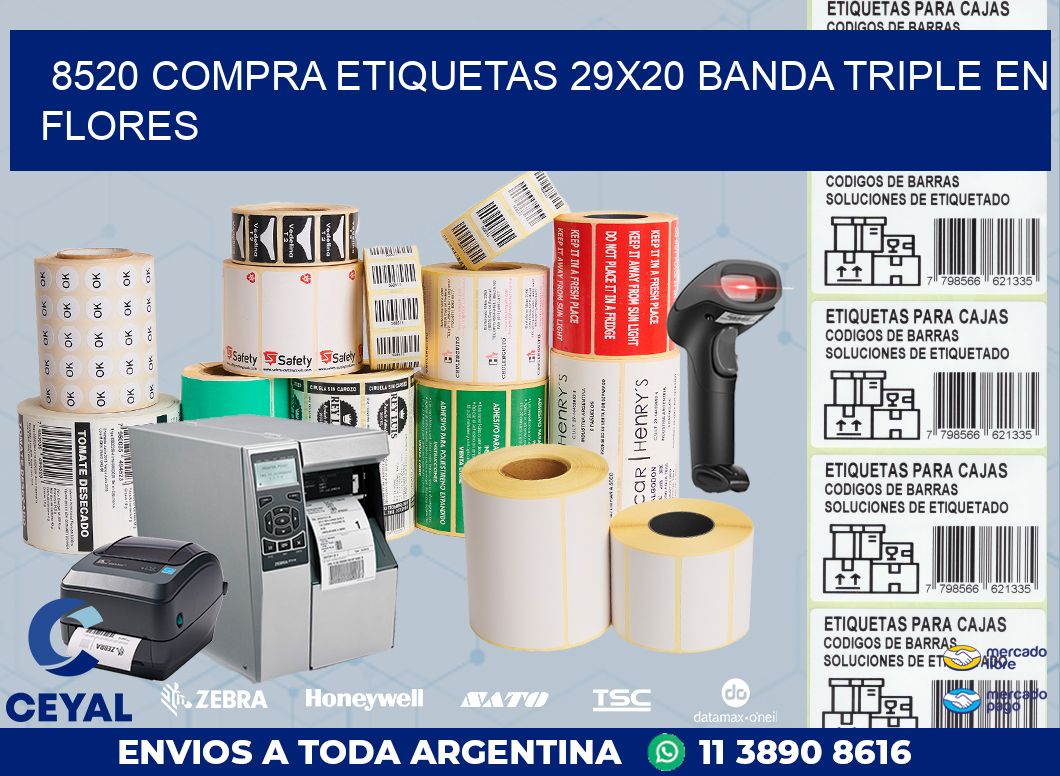 8520 COMPRA ETIQUETAS 29X20 BANDA TRIPLE EN FLORES