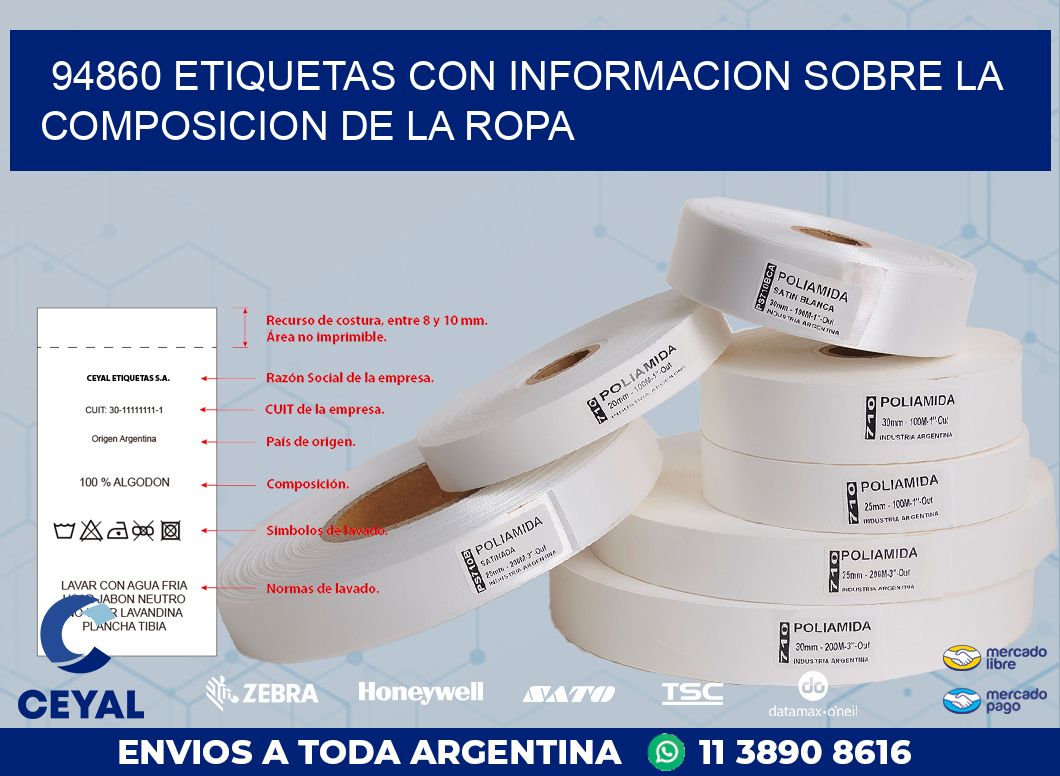 94860 ETIQUETAS CON INFORMACION SOBRE LA COMPOSICION DE LA ROPA