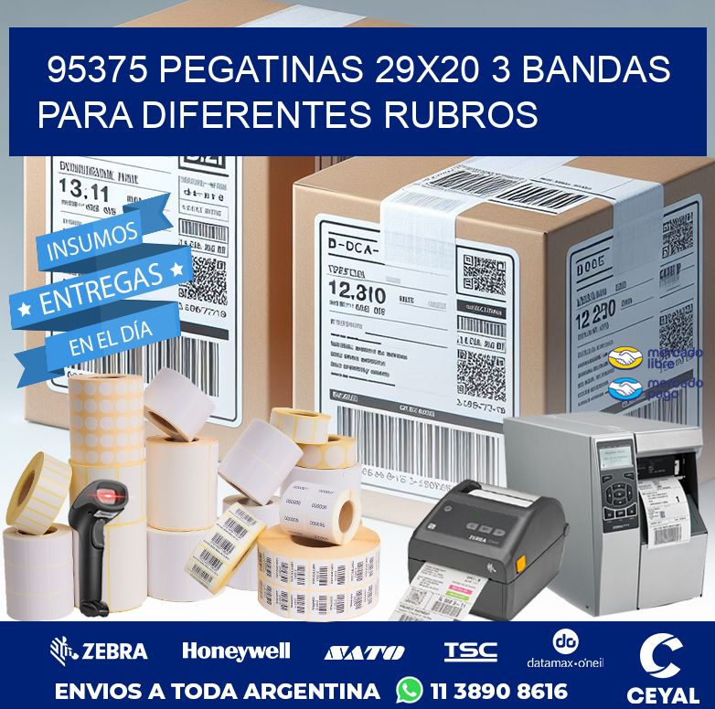 95375 PEGATINAS 29X20 3 BANDAS PARA DIFERENTES RUBROS