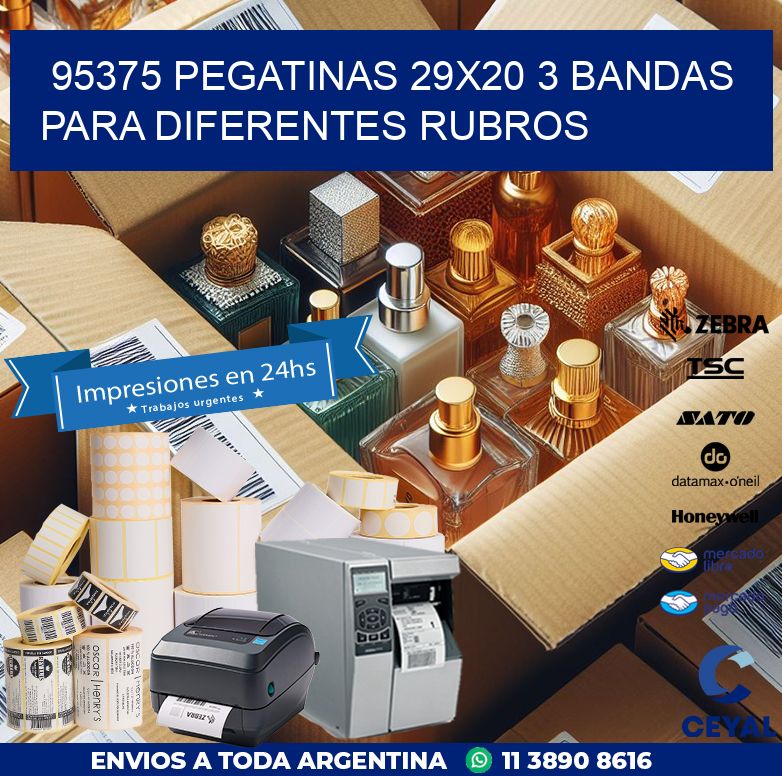 95375 PEGATINAS 29X20 3 BANDAS PARA DIFERENTES RUBROS