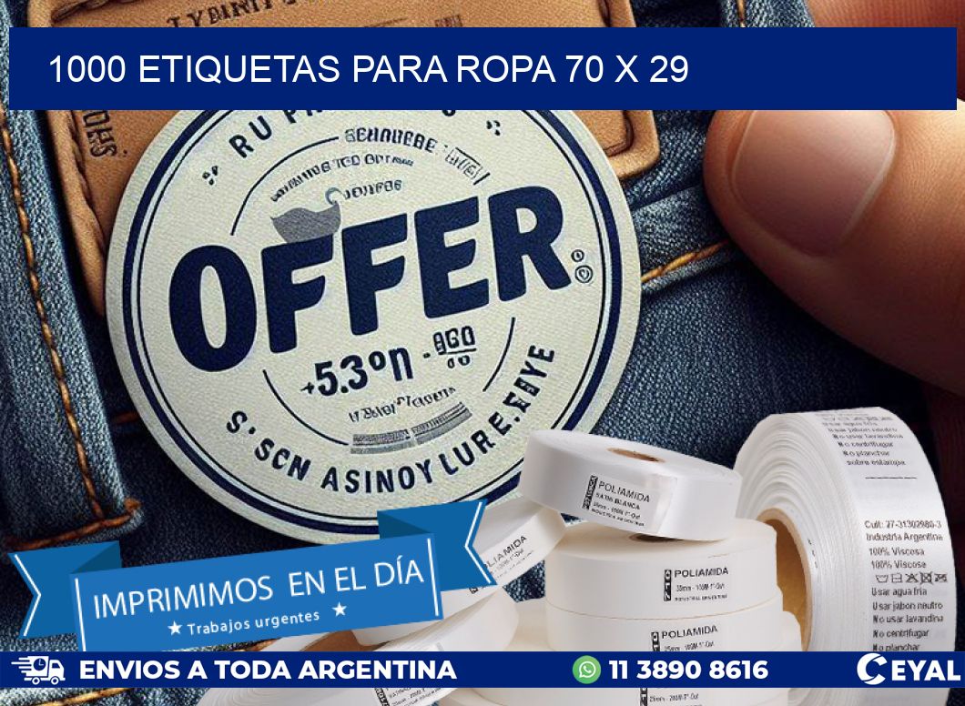 1000 ETIQUETAS PARA ROPA 70 x 29