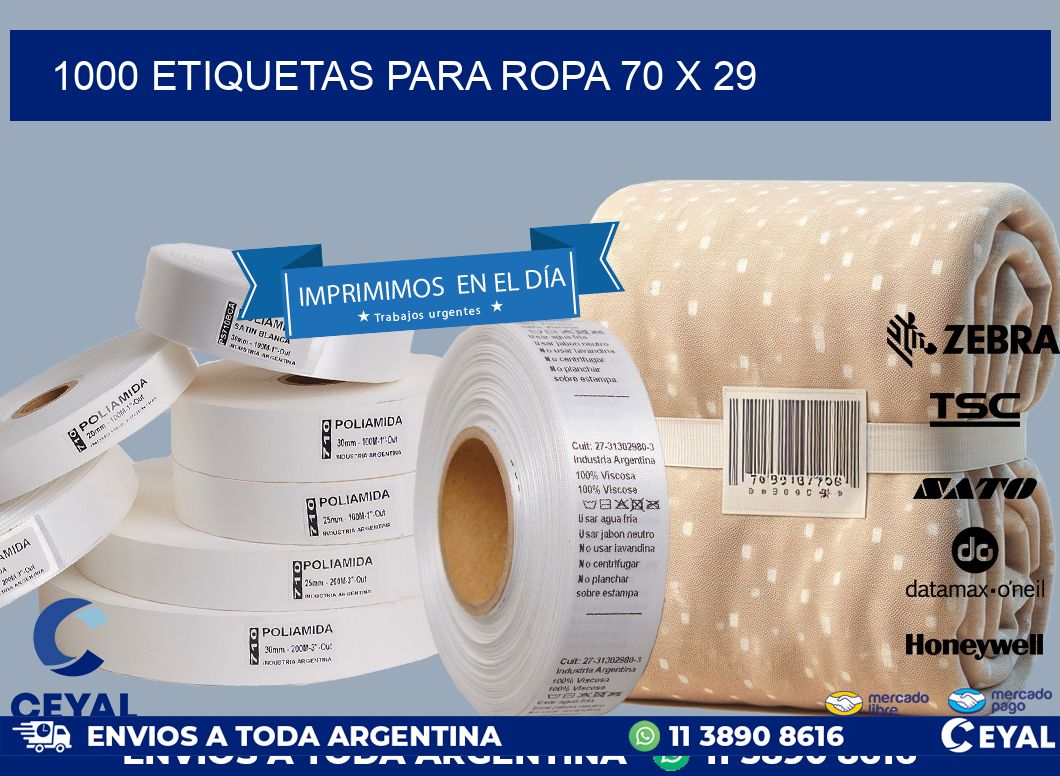 1000 ETIQUETAS PARA ROPA 70 x 29