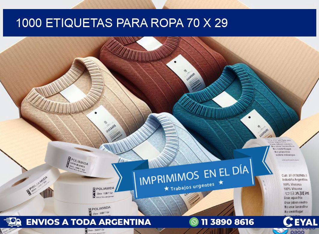 1000 ETIQUETAS PARA ROPA 70 x 29