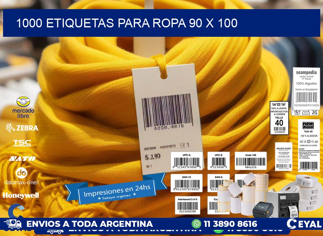1000 ETIQUETAS PARA ROPA 90 x 100